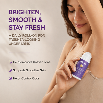 Delvira Bright + Calm Deo Underarm Roll On with Lactic Acid, Glycolic Acid, Retinol & Vitamin E | Underarm Care for Smoother Skin, Uneven Tone, Daily Freshness | 30 ml