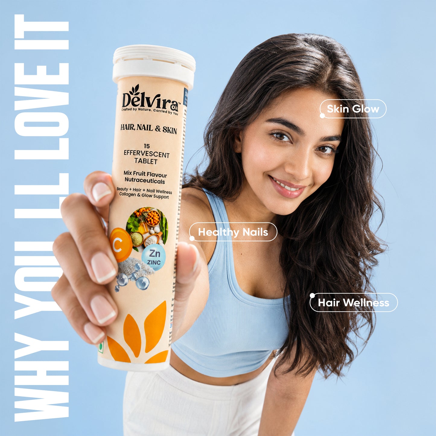 Delvira Hair, Nail & Skin Effervescent Tablets
