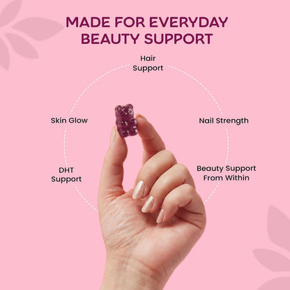 Delvira Hair Nail & Skin Gummies for Women & Men | Herbal Multivitamin Blend with Biotin, Hyaluronic Acid, Zinc, Vitamins A C D E B Complex | Mix Berry Flavour | 30 Gummies