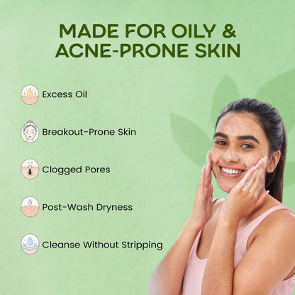 Delvira 100 ml Avoca Silk Nourishing Face Wash with Avocado Oil, Ceramides, Squalane, Tea Tree & Willow Bark Extract | Gentle Daily Cleanser for Oily Acne-Prone Skin | Non-Stripping Hydrating Formula