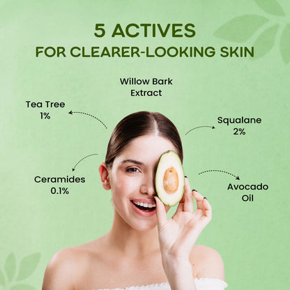 Delvira 100 ml Avoca Silk Nourishing Face Wash with Avocado Oil, Ceramides, Squalane, Tea Tree & Willow Bark Extract | Gentle Daily Cleanser for Oily Acne-Prone Skin | Non-Stripping Hydrating Formula