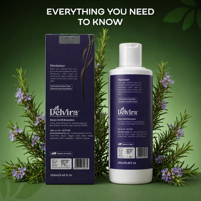 Delvira Biotin Rosemary Scalp Tonic Shampoo with Rosemary, Salicylic Acid & Biotin | Clarifying Hair Wash for Oily Scalp, Flakes, Excess Oil & Buildup | Daily Care Formula for Men & Women - 250 ml